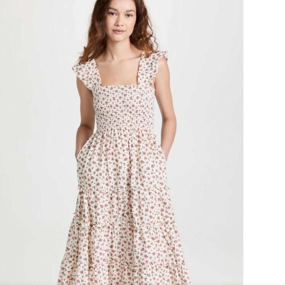 Anthropologie Floral Cream Dress